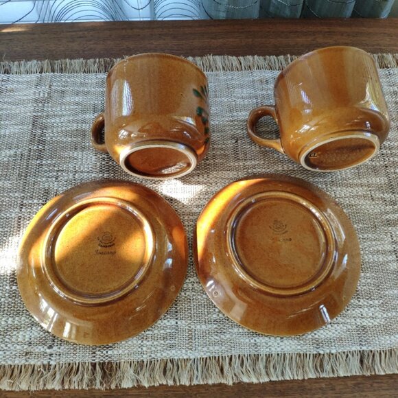 Zell am Harmersbach Large Cups and Saucers Set of 2 VTG Toscana Pottery German - Picture 8 of 12